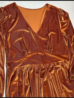 Velvet Rust Brown V-Neck Maxi Dress CurveSoul 2XL. Plus Size